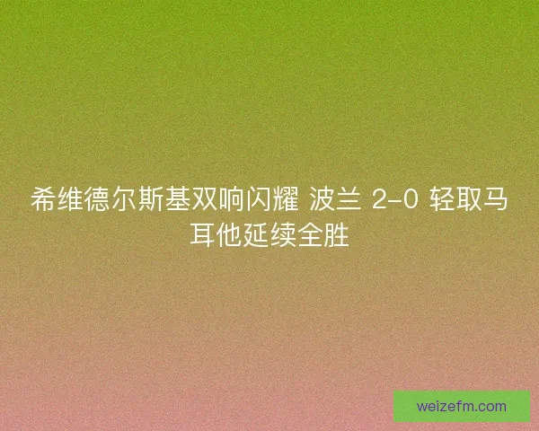 希维德尔斯基双响闪耀 波兰 2-0 轻取马耳他延续全胜